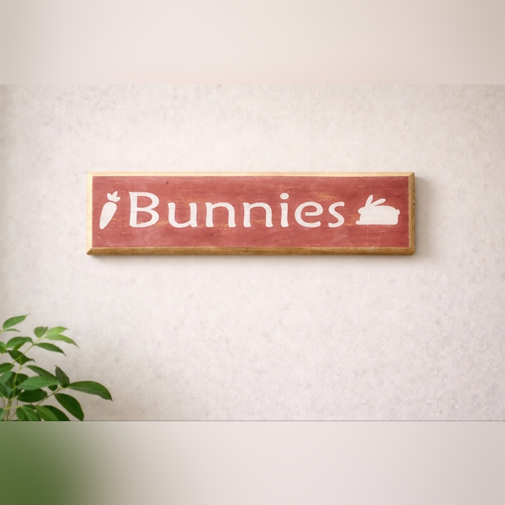 Bunnies Hand Painted Wooden Sign/Decoration